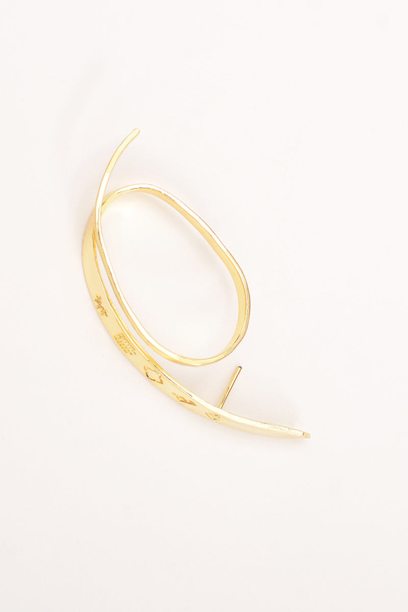 WAVE MEDALLION LONG BAR HOOPS